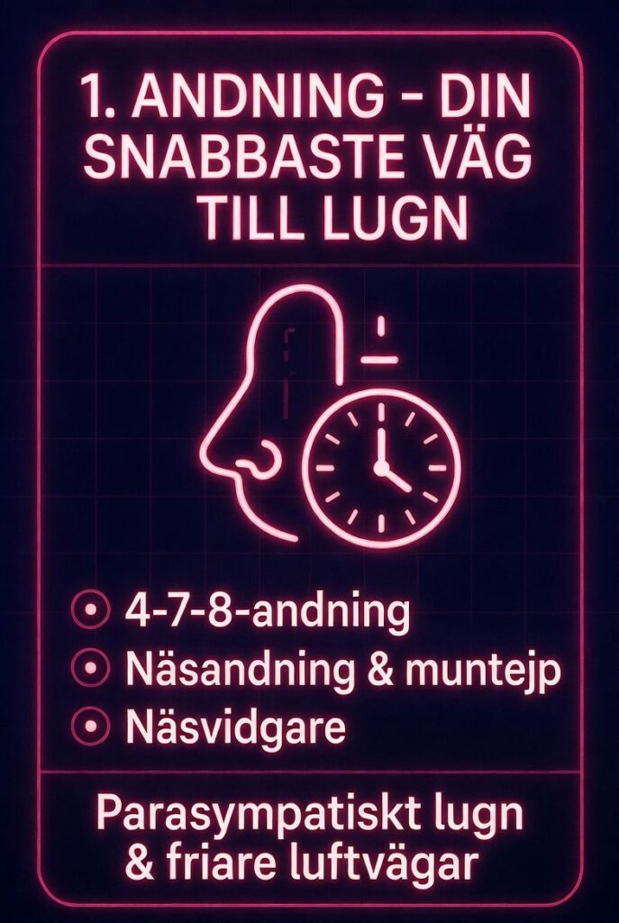 Biohacking sömn andning – 4-7-8 teknik, näsandning och muntejp för bättre luftvägar och lugn