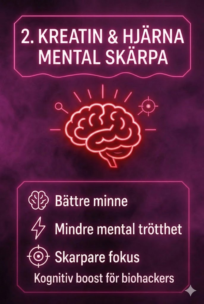 Kreatin för hjärnan biohacking – bättre minne, fokus och mindre mental trötthet