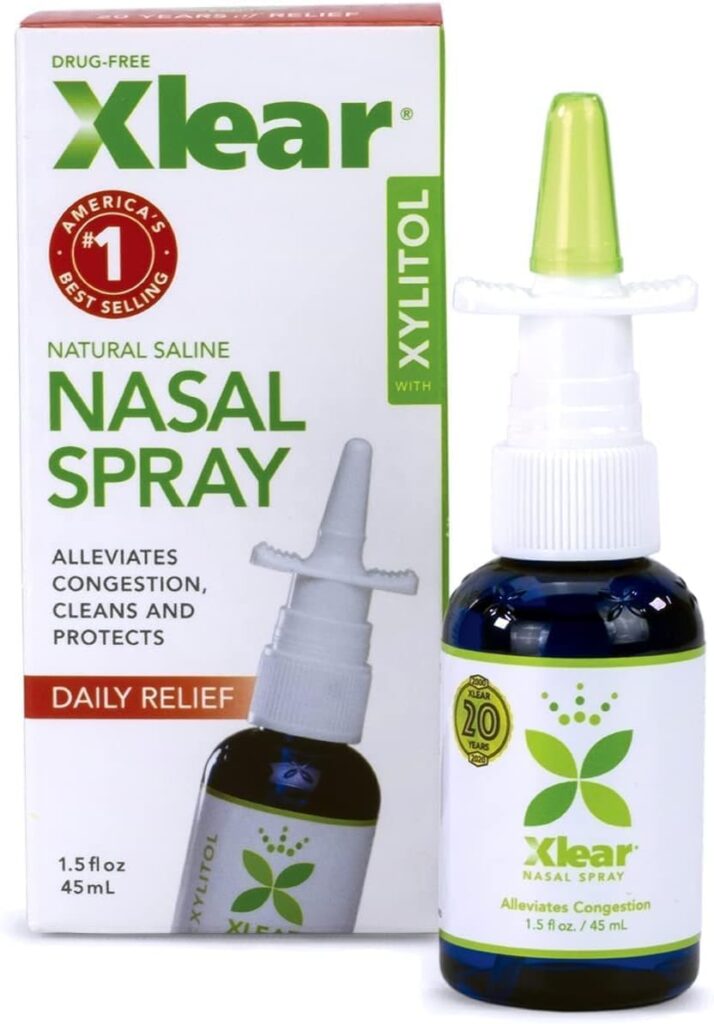 Xlear naturlig nässpray med xylitol för att minska svullna slemhinnor.